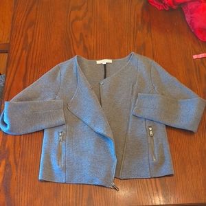 Knit jacket, Loft, zipper, two zippered pockets, wool blend